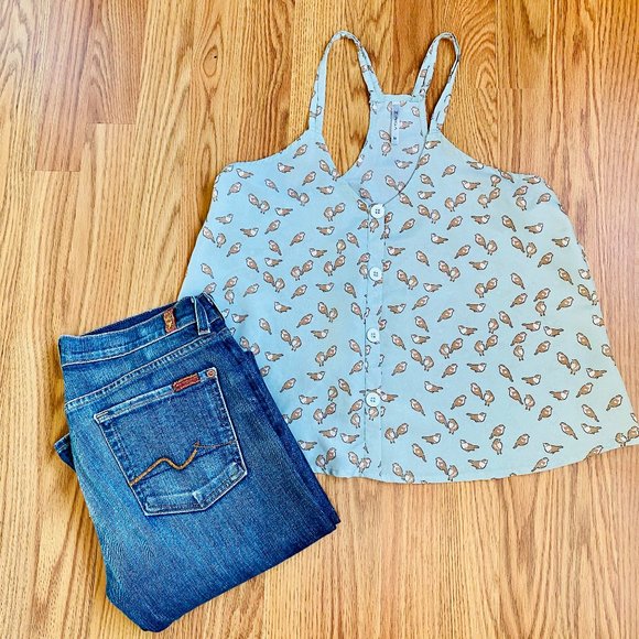 Zinga - Mint Green & Cute Birdie Tank Top M - Picture 1 of 10